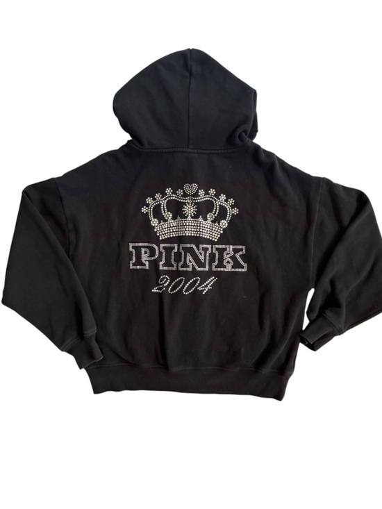 PINK Victoria's Secret Tops - Rare Vintage Pink Victoria's Secret Black Rhinestone Bling Y2K 2004 Zip Up